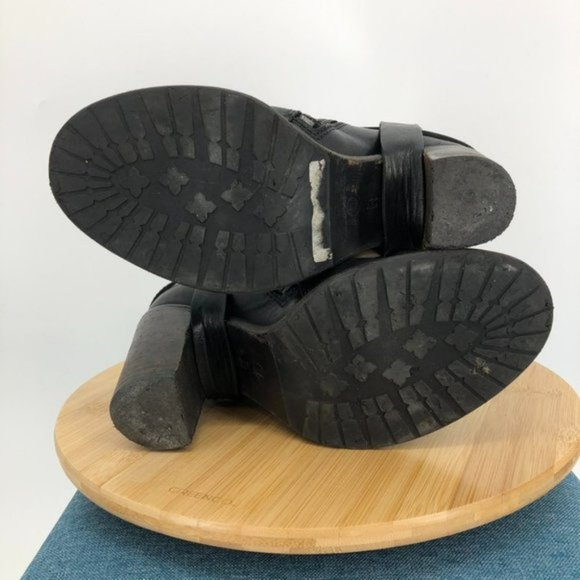 Allsaints jules Block heeled black Leather biker boots in EU 39 buckle wrap - Picture 4 of 16